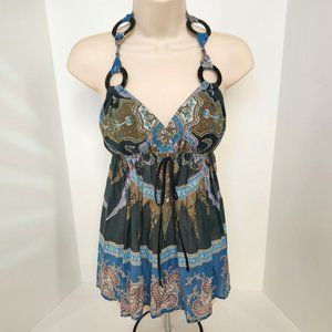 SINGLE Boho Cotton Paisley Halter Top, SMALL